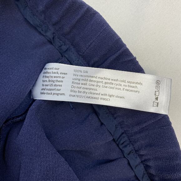 Eileen Fisher Pants Navy Blue Crepe Pull On Tapered Relaxed 100% Silk Size S/P - Picture 7 of 10